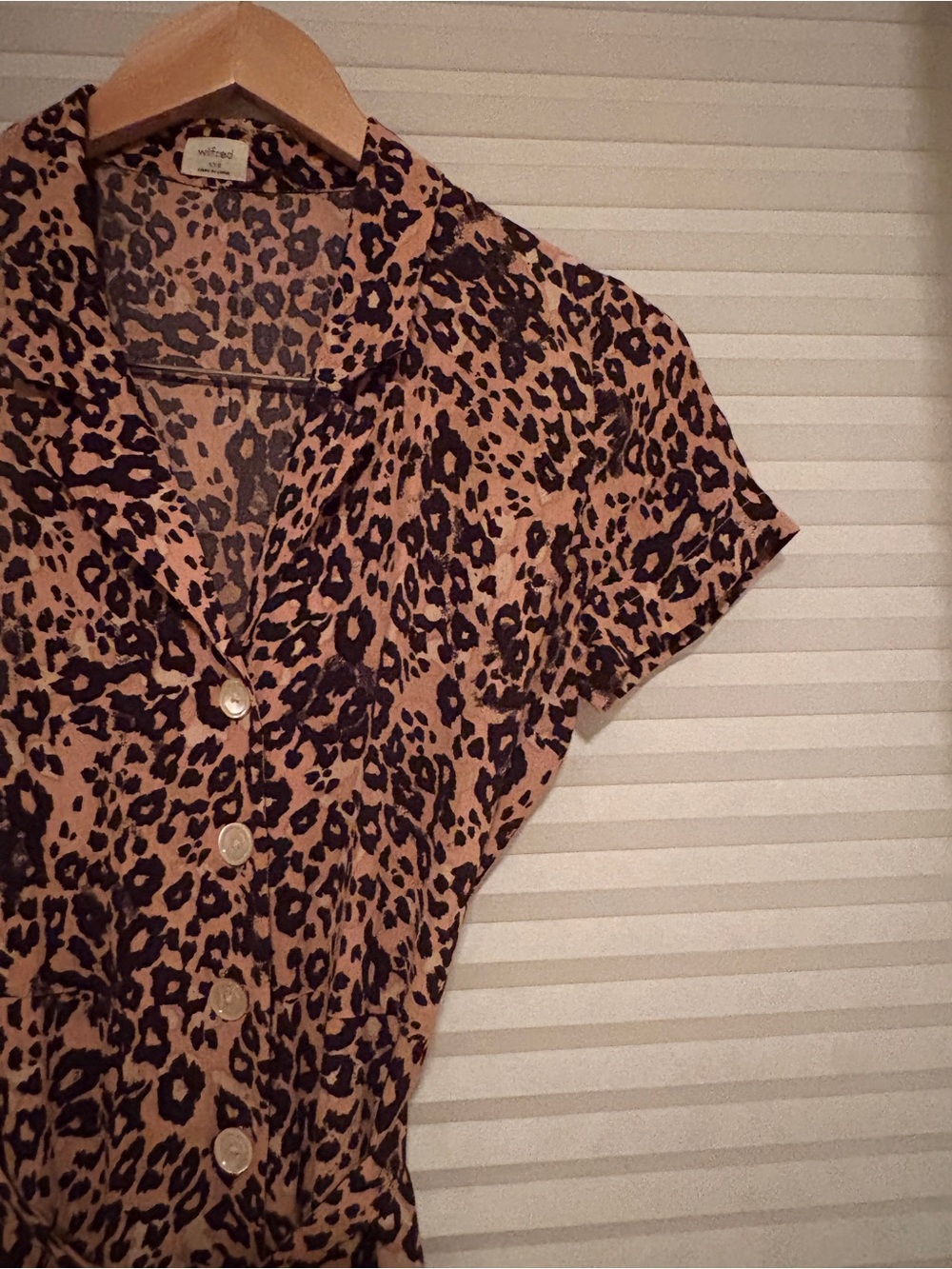Wilfred Leopard Print Short Sleeve Button Front Belted Dress